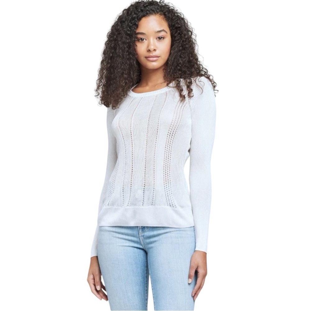 L'AGENCE Women's 'WHITLEY' Ivory CREWNECK KNIT SWEATER Size Small